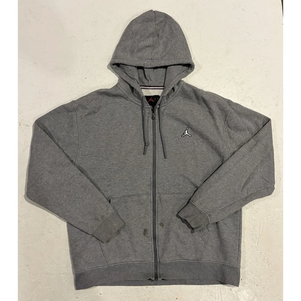 Nike Jordan‎ Carbon Heather Essential Fleece Full-Zip Hoodie Men's Size Large